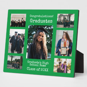 Grüne Gratulationen der High School Graduate Foto Fotoplatte
