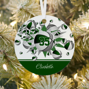 grüne graue Basketballsterne personalisiert Ornament Aus Metall