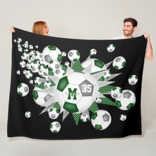 grüne graue Fußbälle Sterne Mädchen Name Fleecedecke