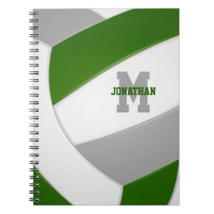 Grüne graue Mannschaft färbt Jungs Volleyball Notizblock