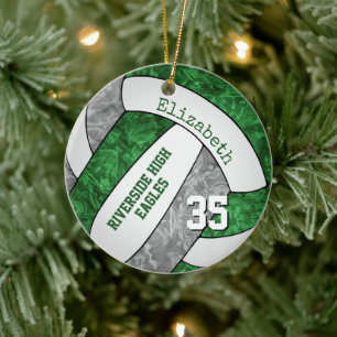 Grüne graue Mannschaft färbt Mädchen Volleyball me Keramik Ornament