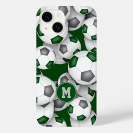 Grüne graue Mannschaftsfarben lustige Fußbälle Mus Case-Mate iPhone 14 Hülle
