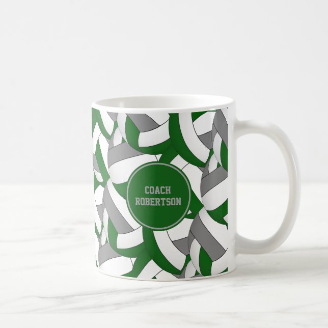 Grüne graue Volleyball Team Farben Trainingsgesche Kaffeetasse (Rechts)