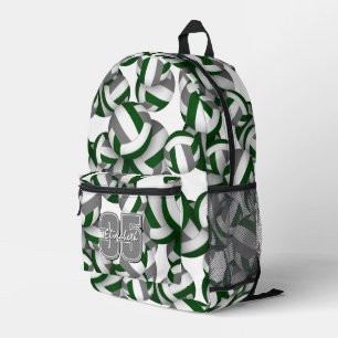 Grüne, graue Volleyballmuster - Farben der Sportma Bedruckter Rucksack