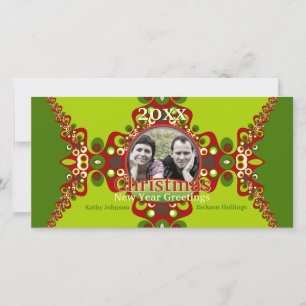 Grüne Groovy Weihnachtsfeiertage Photocard Vorlage