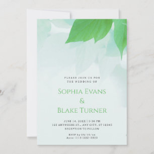 Grüne Grün Moderne botanische Hochzeit Einladung
