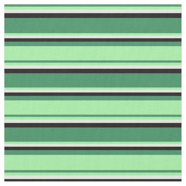 Grüne, grüne, weiße und schwarze Linien Stoff (Nahaufnahme)
