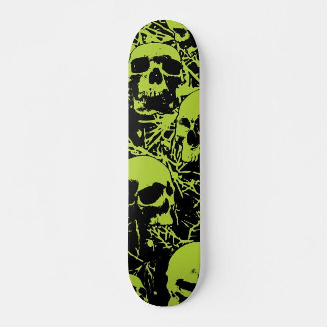 Grüne Grunge Skulls Skateboard (Vorne)