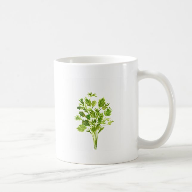 Grüne Grünpflanzen, rustikale Wasserfarbe Tasse (Rechts)