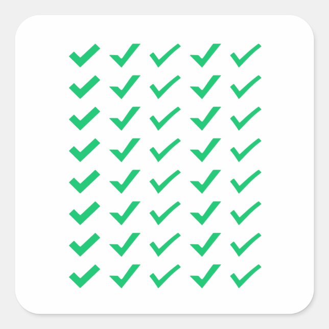 Grüne Häkchen-Planer-Aufkleber  Quadratischer Aufkleber (Vorderseite)