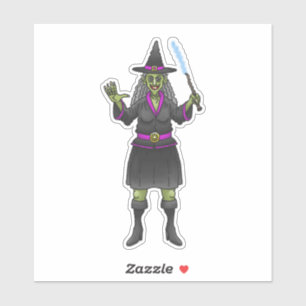 Grüne Halloween Hexe Aufkleber