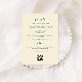 Grüne Hand Hochzeitsdetails QR-Code Begleitkarte