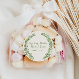 Grüne handgezeichnete Blumenborder Runder Aufkleber