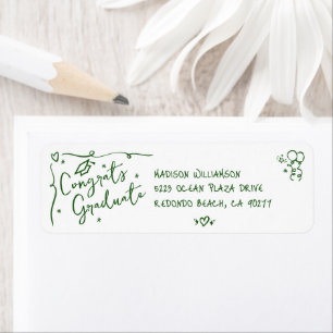 Grüne handgezeichnete Doodle-Abschlussadresse in W