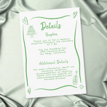 Grüne handgezeichnete Herz Whimsical Hochzeit