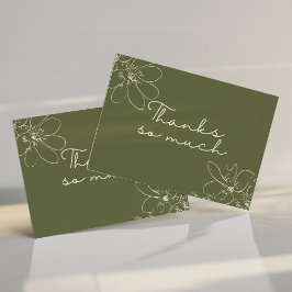 Grüne handgezeichnete Wildblume "Vielen Dank" Dankeskarte
