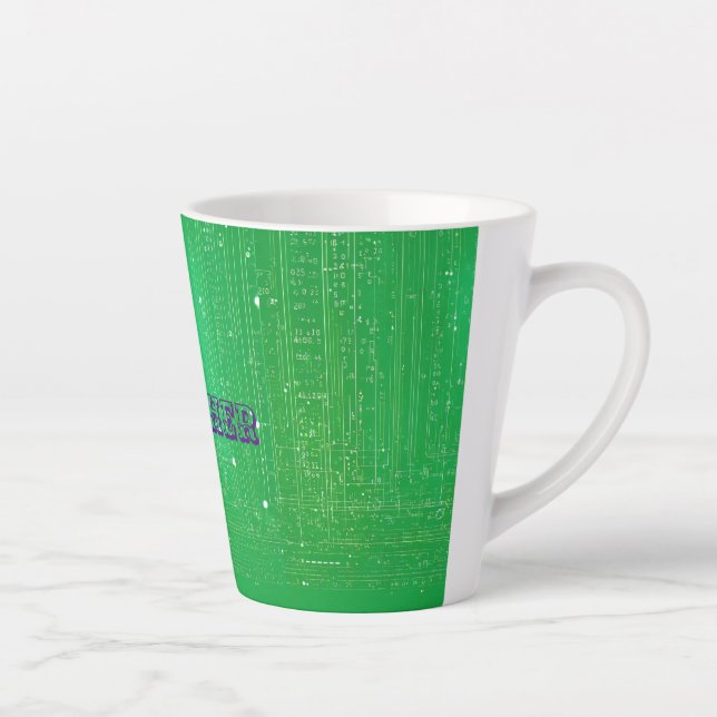 Grüne Harmonie: Text Latte Tasse mit Design zusamm (Rechts)
