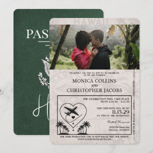 Grüne Hawaii-Reisepass-Hochzeitseinladung Einladung
