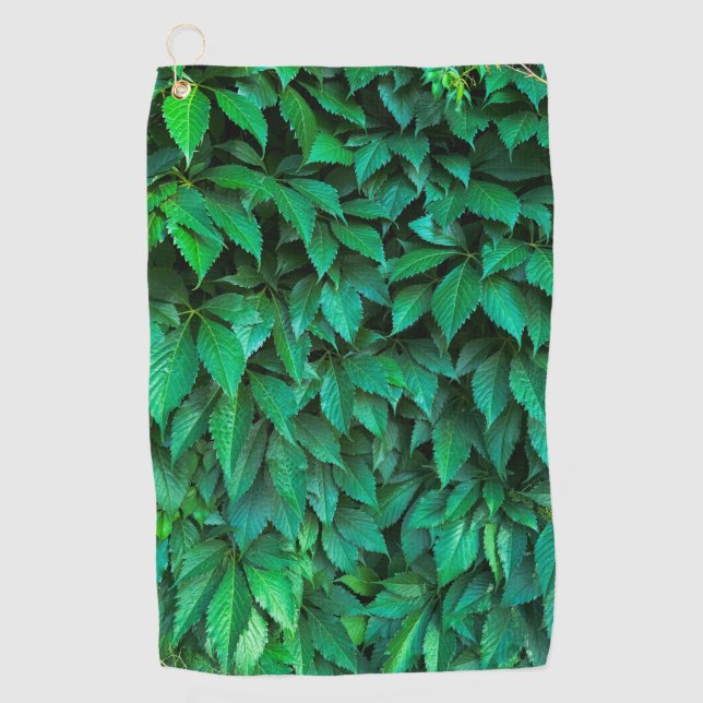 grüne Hecke Hintergrund Parthenocissus Muster Text Golfhandtuch (Vorderseite)
