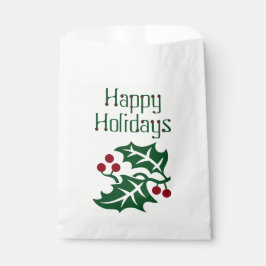 Grüne Heilige und rote Berries Happy Holidays 50 Geschenktütchen