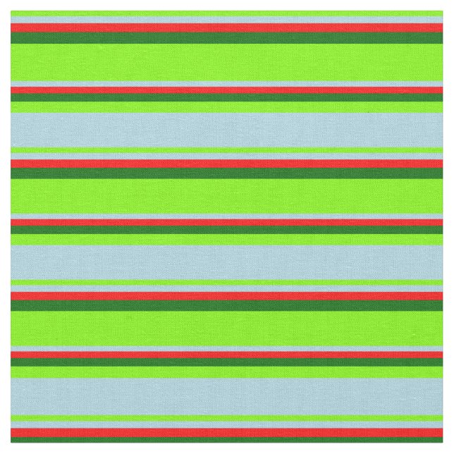 Grüne, hellblaue, rote und dunkelgrüne Streifen Stoff (Nahaufnahme)