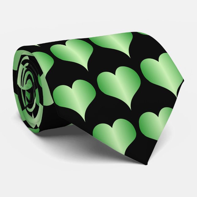Grüne Herzen Design Krawatte (Gerollt)