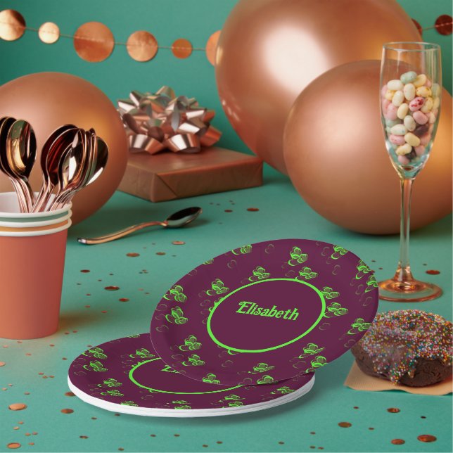 grüne Herzen Papierplatten Pappteller (Multi)