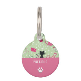 Grüne Herzkatzen aus der Mitte des Jahrhunderts Haustiermarke