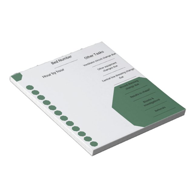 Grüne Hexagonen für die Pflege von Krankenwagen Notizblock (angewinkelt)