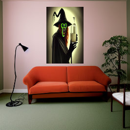 Grüne Hexe mit Milchflasche | AI Art Poster