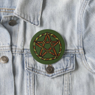Grüne Hexe Pagan Pentakel Natur Wicca Button