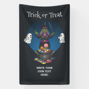 Grüne Hexe und Geister Trick or Treat Halloween Banner