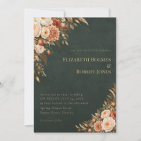 Grüne Hexen-Beige-Blumen-Hochzeitseinladung
