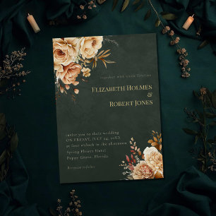 Grüne Hexen-Beige-Blumen-Hochzeitseinladung Einladung
