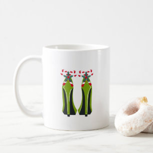 Grüne High Heels mit Candy Canes Tasse