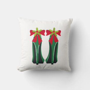 Grüne High Heels mit Weihnachtsbäumen Kissen