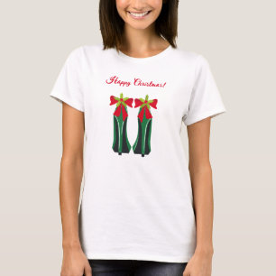 Grüne High Heels mit Weihnachtsbäumen T-Shirt