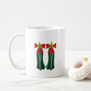 Grüne High Heels mit Weihnachtsbäumen Tasse