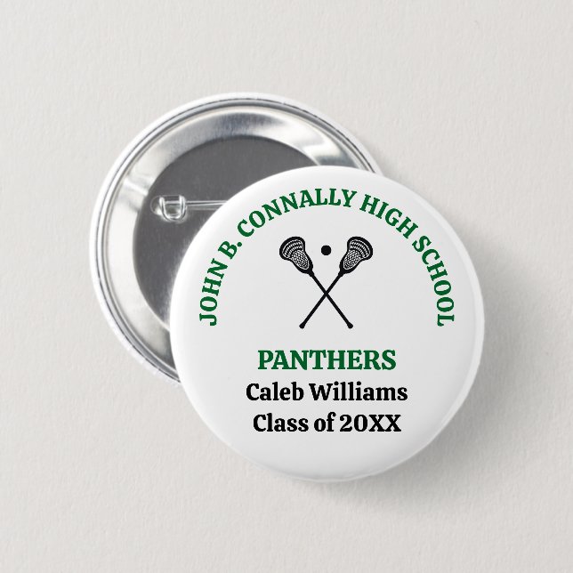 Grüne High School Lacrosse-Mannschaft individuell Button (Vorne & Hinten)