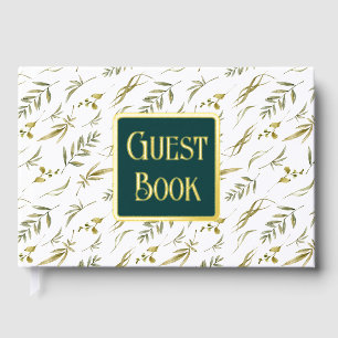 Grüne Hochzeit botanisches Blattmuster reale Folie Gästebuch