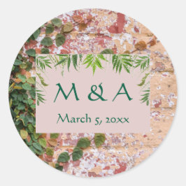 Grüne Hochzeit der bemalten Ziegelsteine Runder Aufkleber