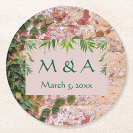 Grüne Hochzeit der bemalten Ziegelsteine Runder Pappuntersetzer