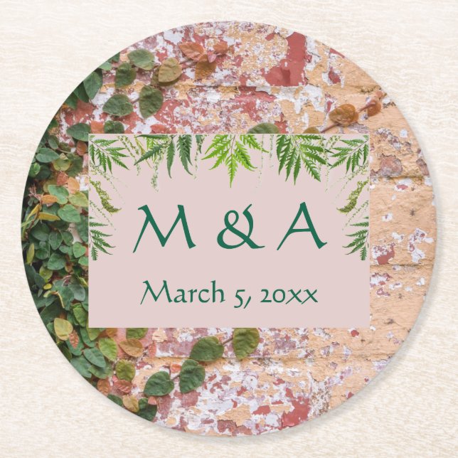 Grüne Hochzeit der bemalten Ziegelsteine Runder Pappuntersetzer (Vorderseite)