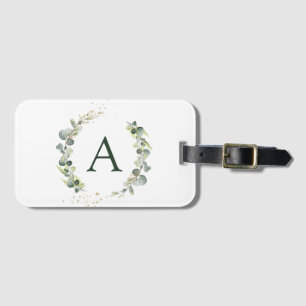 Grüne Hochzeit der Eukalyptus Monogram Gepäckanhänger