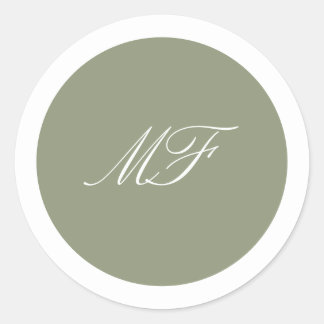 Grüne Hochzeit der Gerahmten klassischen Monogramm Runder Aufkleber