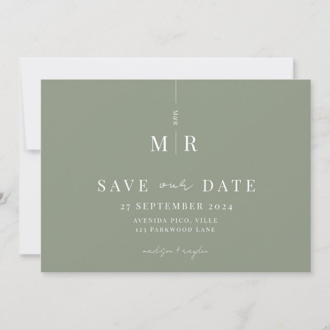 Grüne Hochzeit der klassischen Seite speichern das Save The Date (Vorderseite)