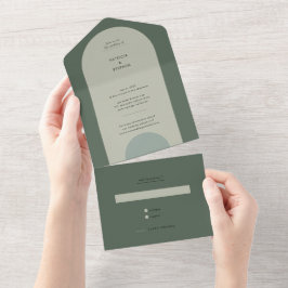 Grüne Hochzeit der modernen Boho Geometric Arch Sa All In One Einladung