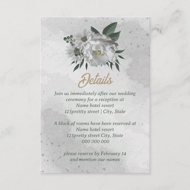 Grüne Hochzeit der romantischen Blume Begleitkarte (Vorderseite)