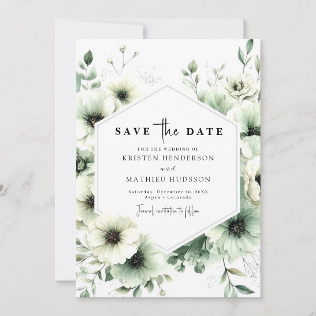 Grüne Hochzeit der romantischen Erde Save The Date (Vorderseite)