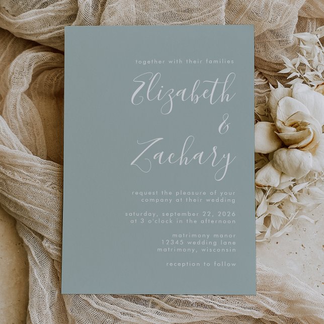 Grüne Hochzeit des modernen Script Sea Glass Einladung (Von Creator hochgeladen)